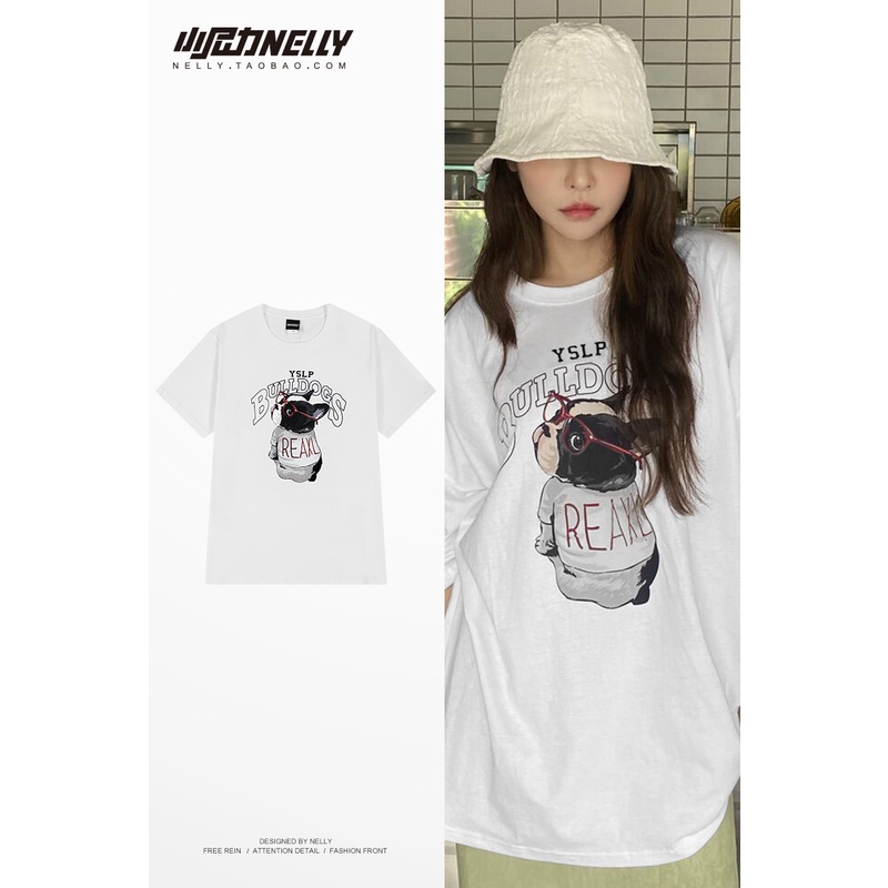 Áo thun Nelly ngắn tay in hình "BULL DOGS" áo phông