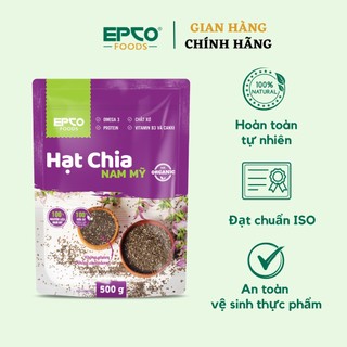 Hạt chia đen hữu cơ epco foods xuất xứ nam mỹ không chất bảo quản giàu omega 3 protein chất xơ vitamin