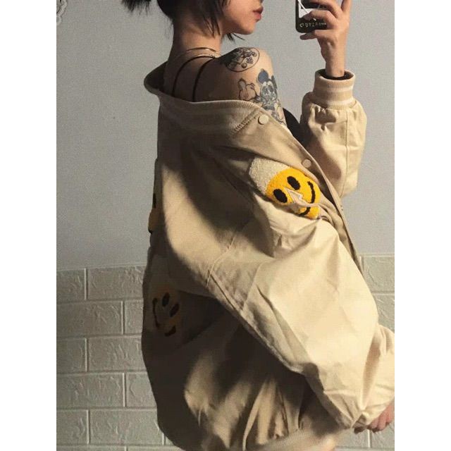 Áo khoác Bomber Jump Smiley Face UNISEX style Hàn Quốc - Có ảnh thật