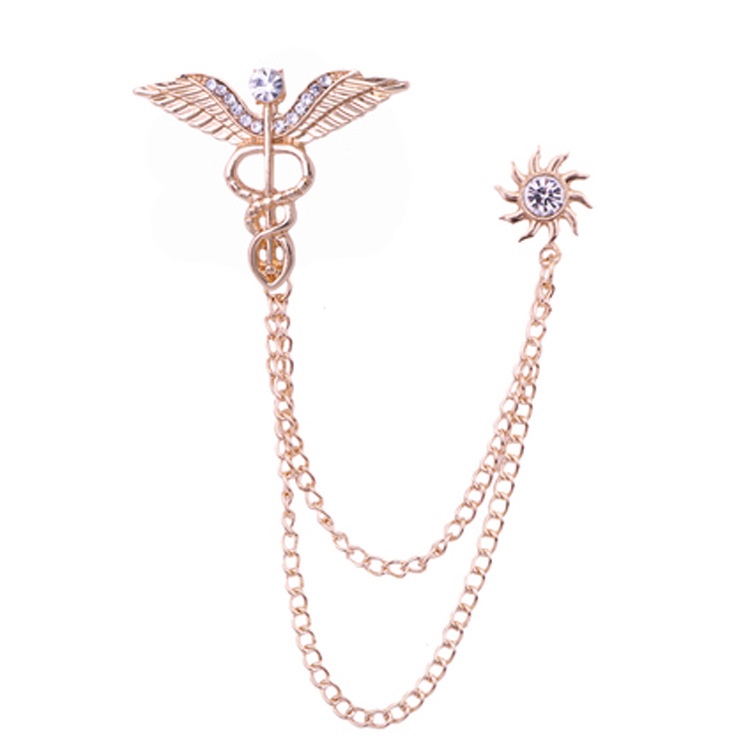 Hàng Mới Về Ghim Cài Áo Chuỗi Xích Hình Cánh Thiên Thần Phối Dây Xích Tua Rua Cá Tính Hợp Thời Trang