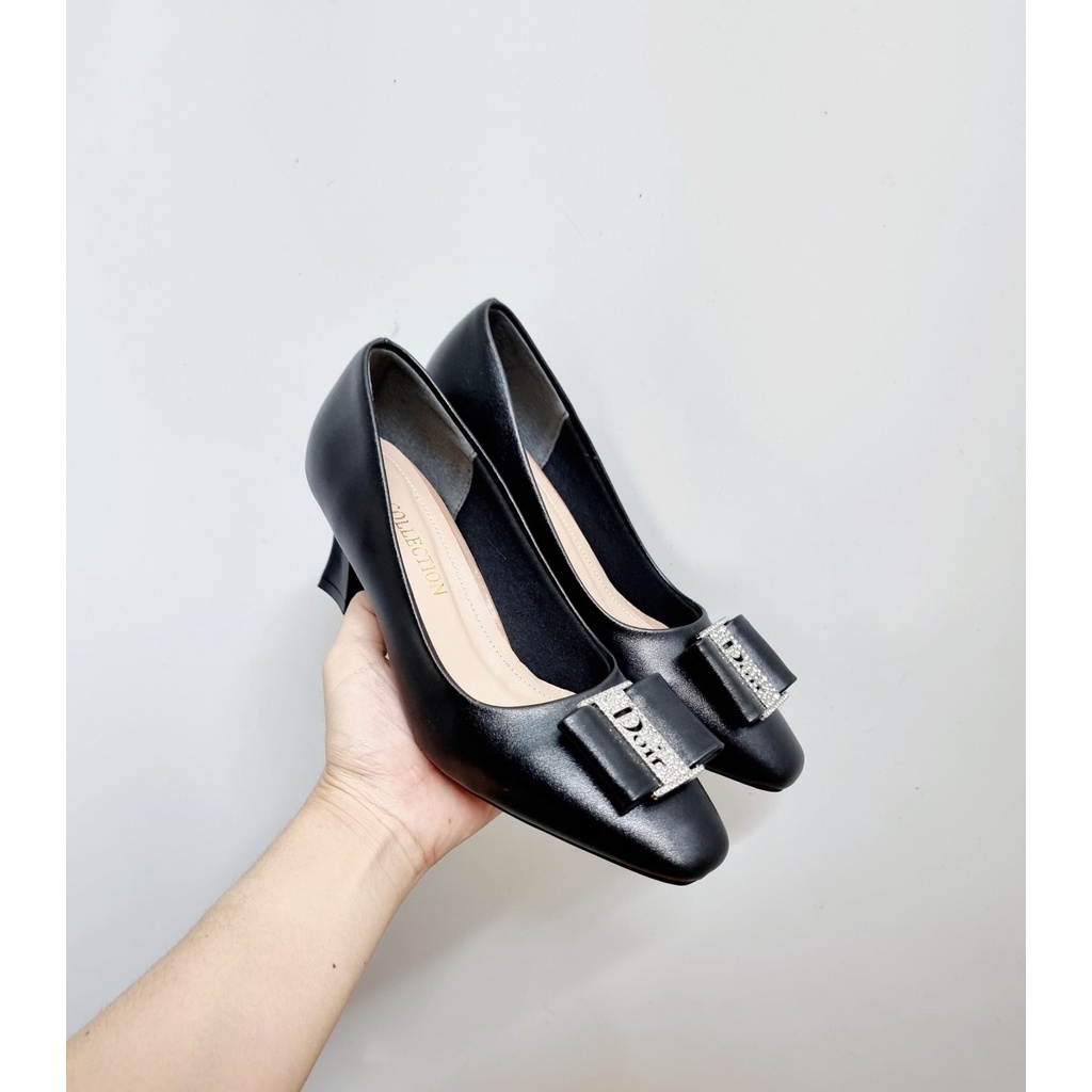 Giày cao gót 5p giày cao gót nữ giày gót trụ nơ đá