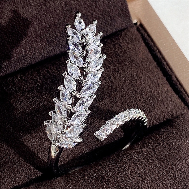 1 Chiếc Nhẫn Bạc zircon Hình Lá Sáng Tạo Cho Nữ Hàng Mới Bán Chạy