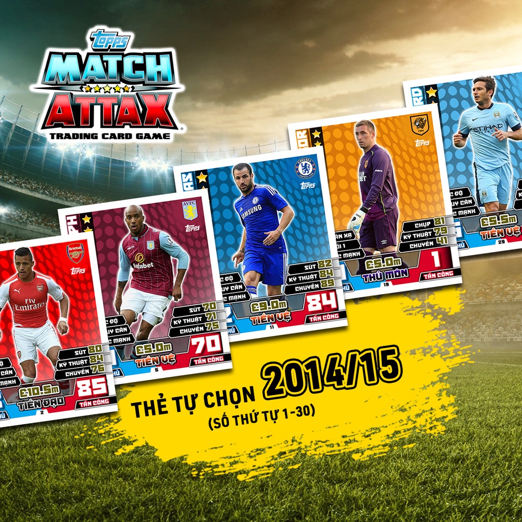 Thẻ Cầu Thủ In Match Attax 2014-15 Tự Chọn (STT 1-30)