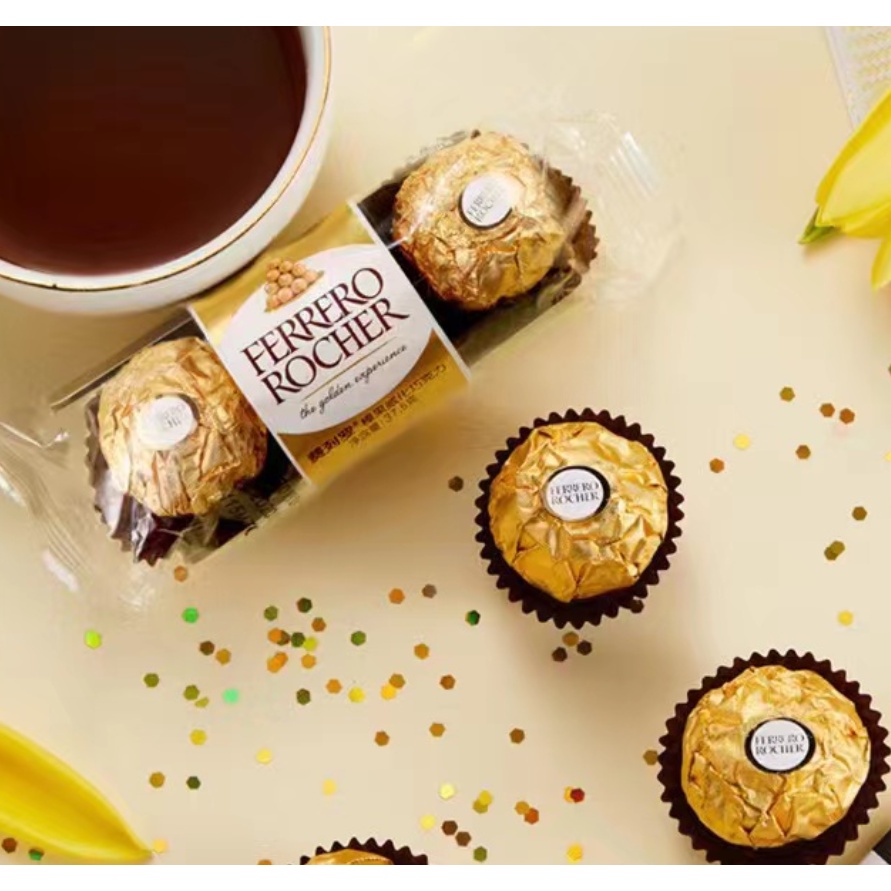 Socola Ferrero Rocher 1 thanh 3 viên (37g) SOCOLA FERRERO ROCHER, chocolate nhân hạt dẻ Ferrero Rocher