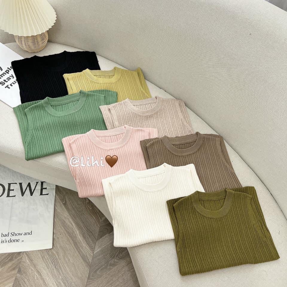 Áo len gân nữ sát nách trơn basic cổ tròn hàng Quảng Châu đẹp dày dặn co giãn tốt, áo ba lỗ len tăm nữ dáng ôm 8339 5