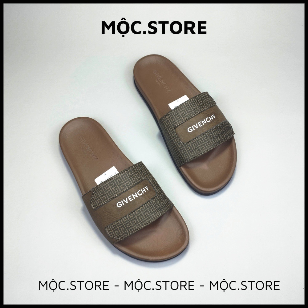 Dép Da Nam Gyvenchy , Dép Da Bò Nam, Dép Nam Quai Ngang , Dép Da Khắc Hoa Văn LazerĐế Cao Su Sang Trọng Êm Ái có BH