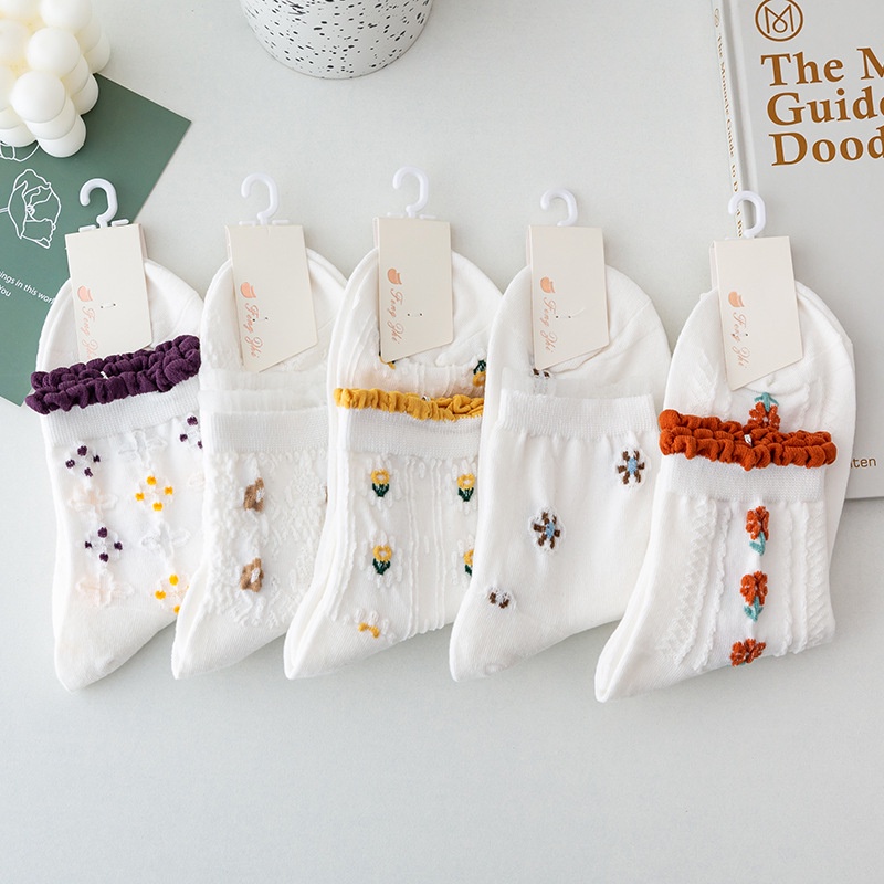 Set 5 đôi tất hoa cao cổ dễ thương bèo