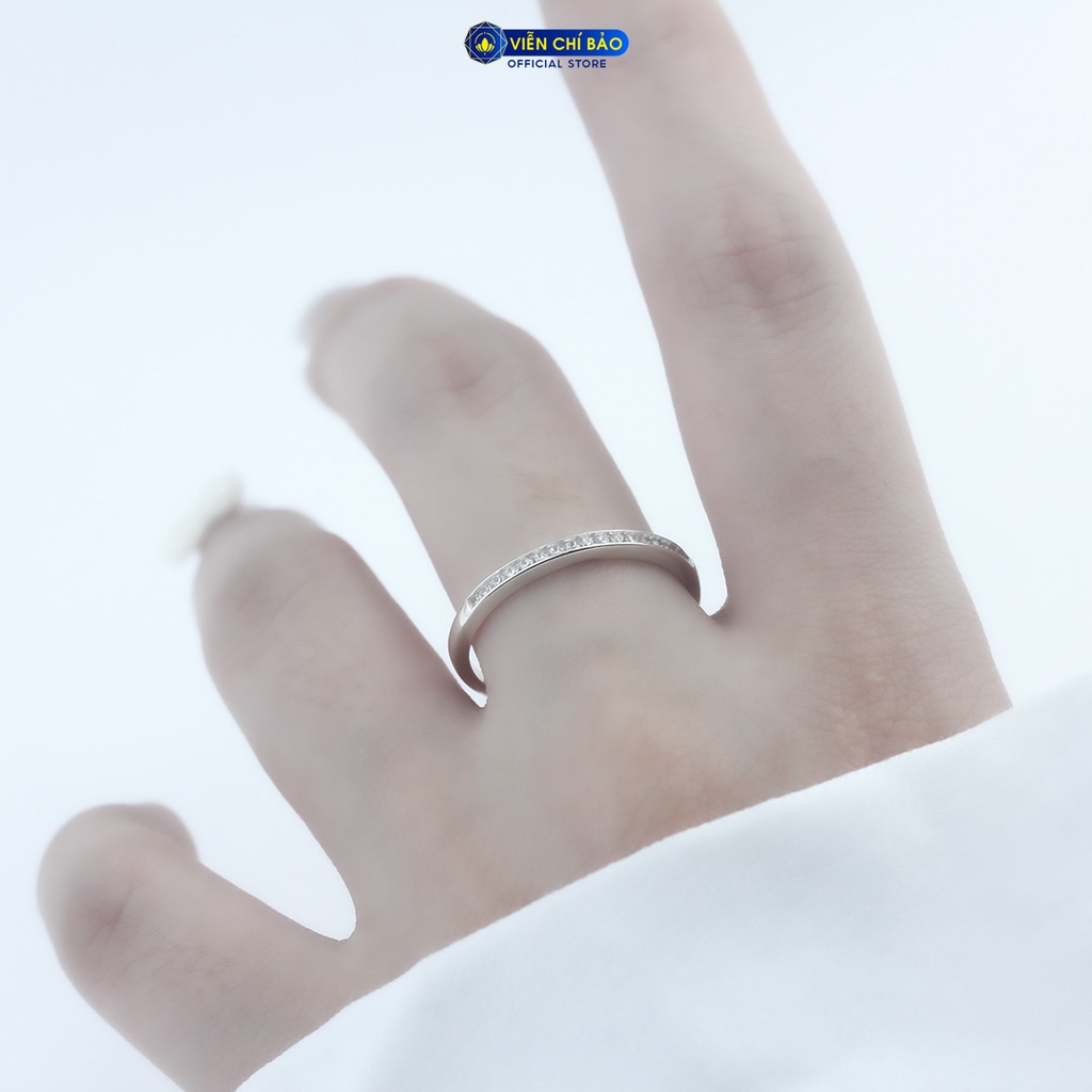 Nhẫn bạc nữ một hàng đá chất liệu bạc 925 thời trang phụ kiện trang sức nữ Viễn Chí Bảo N400347