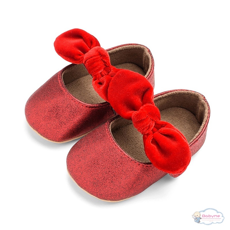 Giày Búp Bê Đế Mềm Đính Nơ Lấp Lánh Cho Bé Gái 0-18 Tháng Tuổi