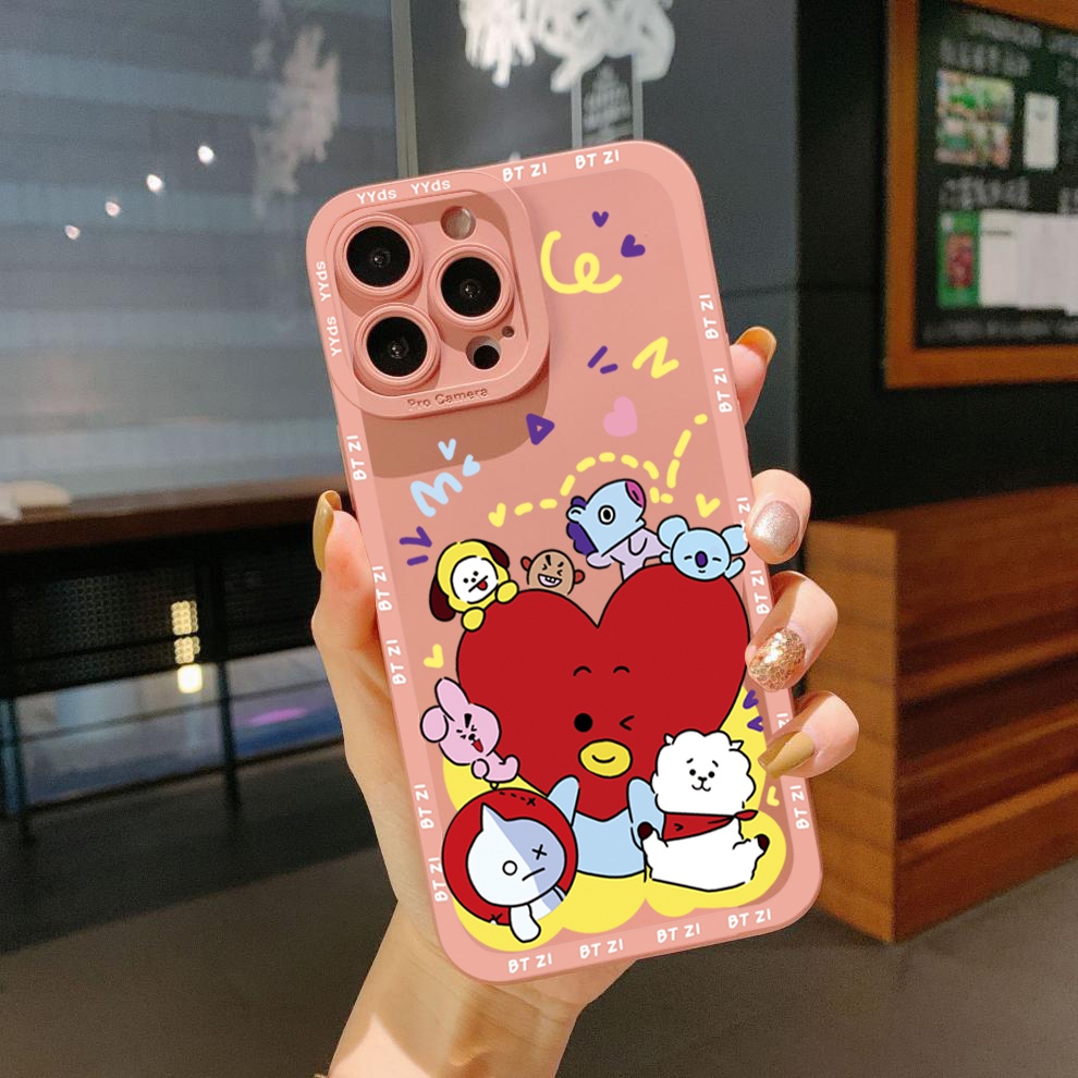 Ốp Điện Thoại Viền Vuông In Hoạt Hình BT21 Cho Samsung Galaxy S23 Ultra S23 + A04E A04 4G A14 A34 A54 5G A11 A50 M12