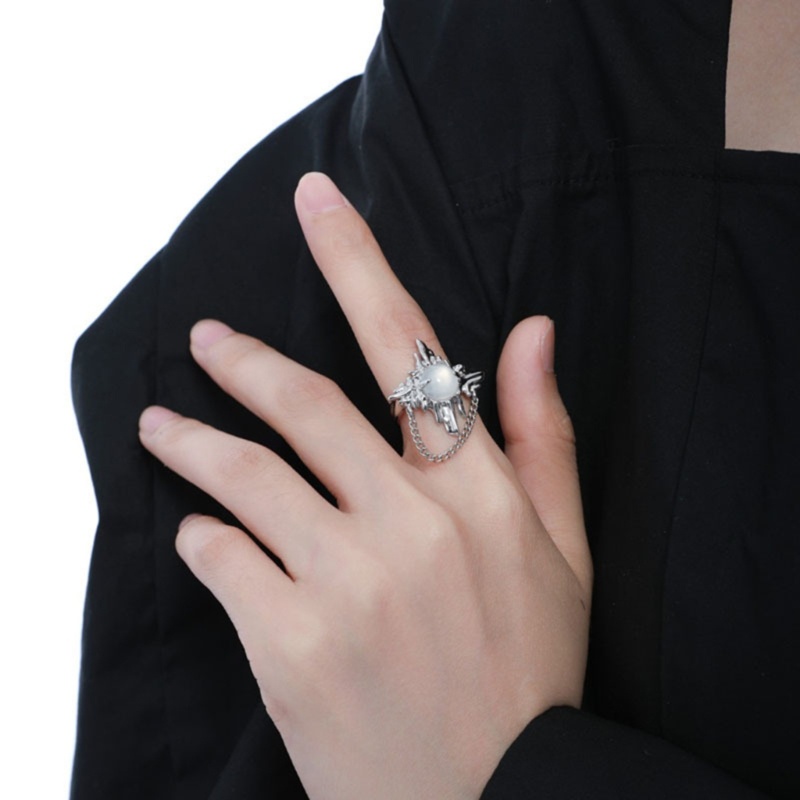 Nhẫn Đính Đá Mặt Trăng Phong Cách Gothic Cho Nữ