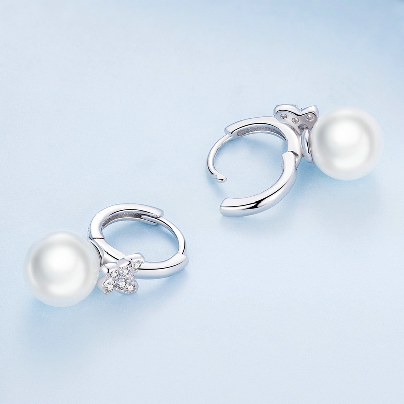 BAMOER 1 Cặp Bông Tai Bạc 925 Hình Vỏ Sò Đơn Giản Thời Trang Cho Nữ