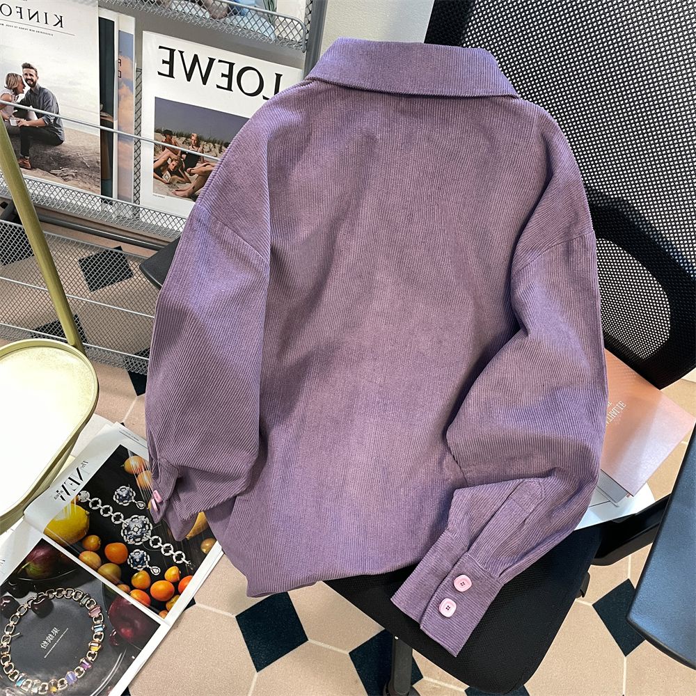 Áo Sơ Mi Tay Dài Vải Nhung Phong Cách Hong Kong Thời Trang Xuân Thu Cho Cặp Đôi