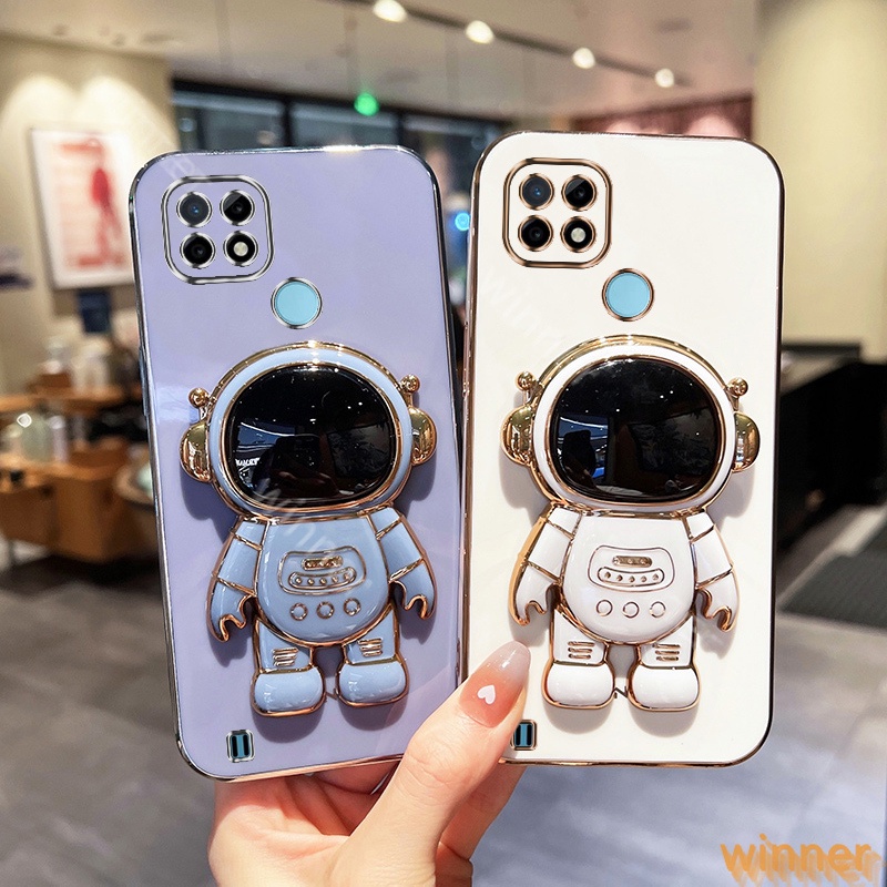Dấu ngoặc Ốp Lưng Realme C21Y Realme C25Y Realme C21 Ốp Điện Thoại In Hình Phi Hành Gia Có Giá Đỡ Cho 31AYHY