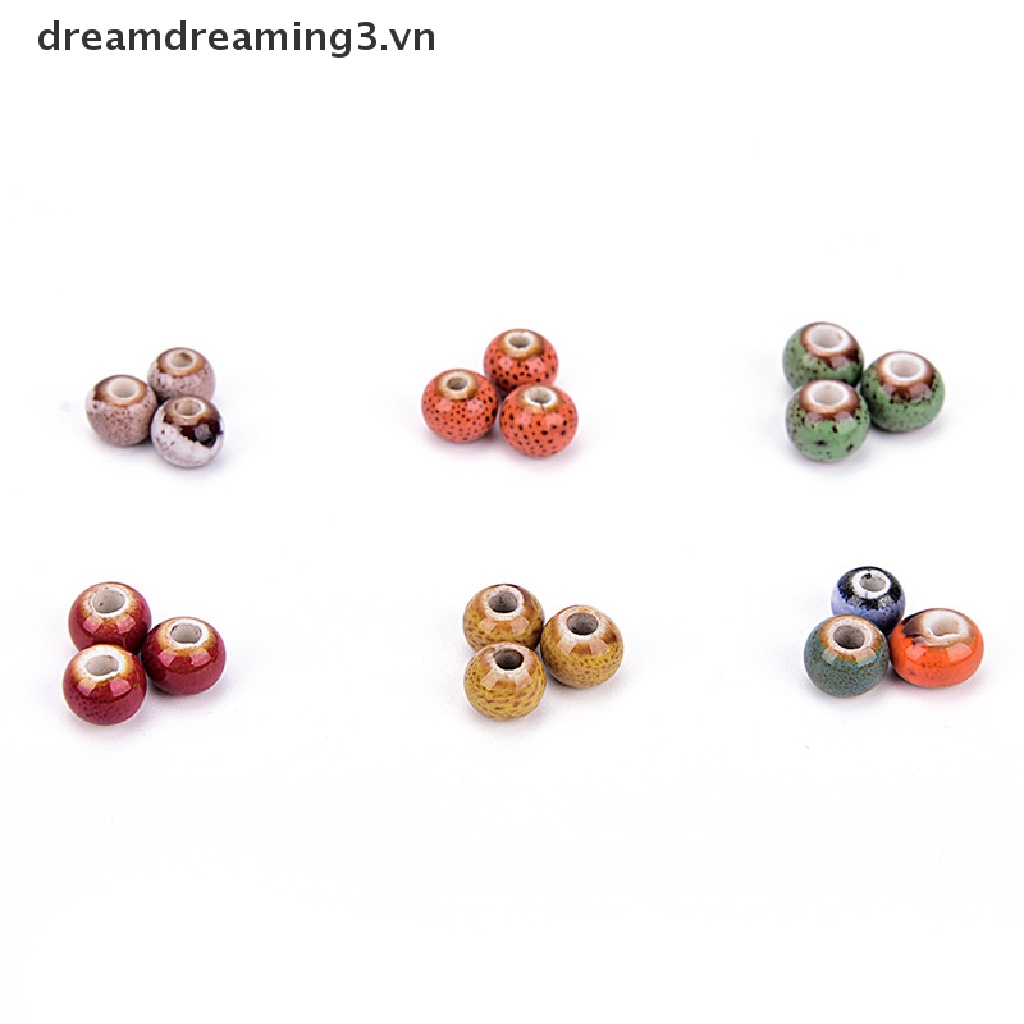 Set 50 Hạt Gốm Tráng Men 6mm Dùng Làm Trang Sức DIY