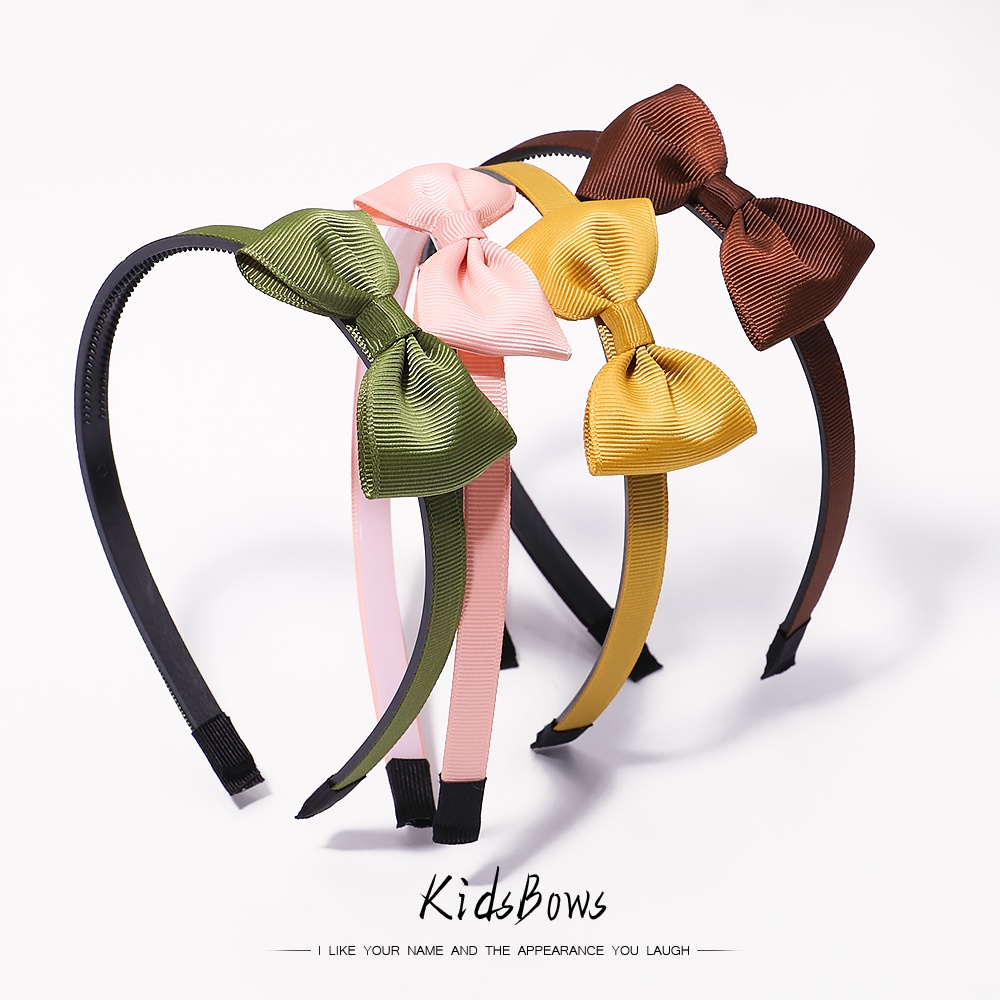 Dây cột tóc KIDSBOWS đính nơ lớn màu trơn phong cách Hàn Quốc thời trang cho bé gái