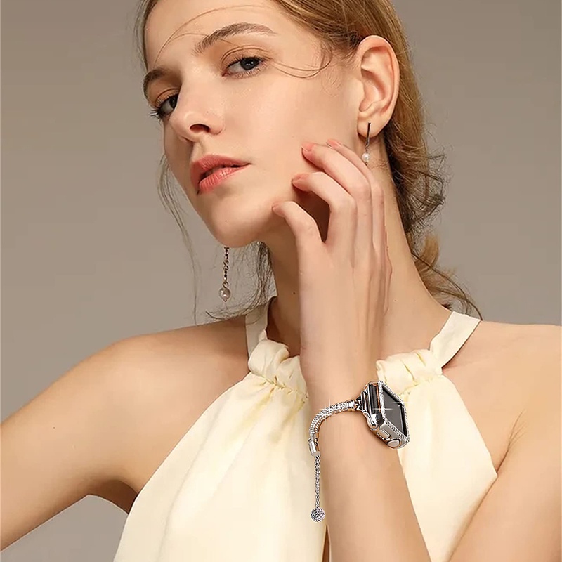 Dây Đeo Đồng Hồ Bằng Pha Lê Lấp Lánh Cho Apple Watch Ultra 49mm 45mm 38mm 41mm 44mm iWatch Series 8 7 SE 6 5 4 3