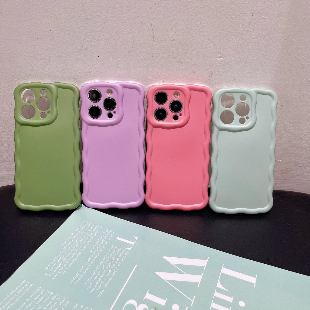 Ốp Điện Thoại IMD Khung Lượn Sóng Màu Macaron Cho iPhone 14promax 14Pro 13Promax 12Promax