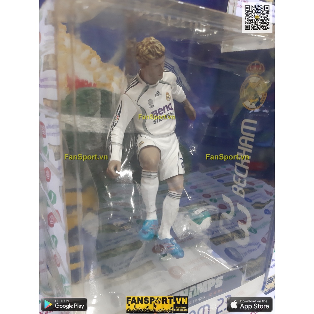 Tượng cầu thủ bóng đá David Beckham 23 Real Madrid 2006 2007 home white FT Champs figure