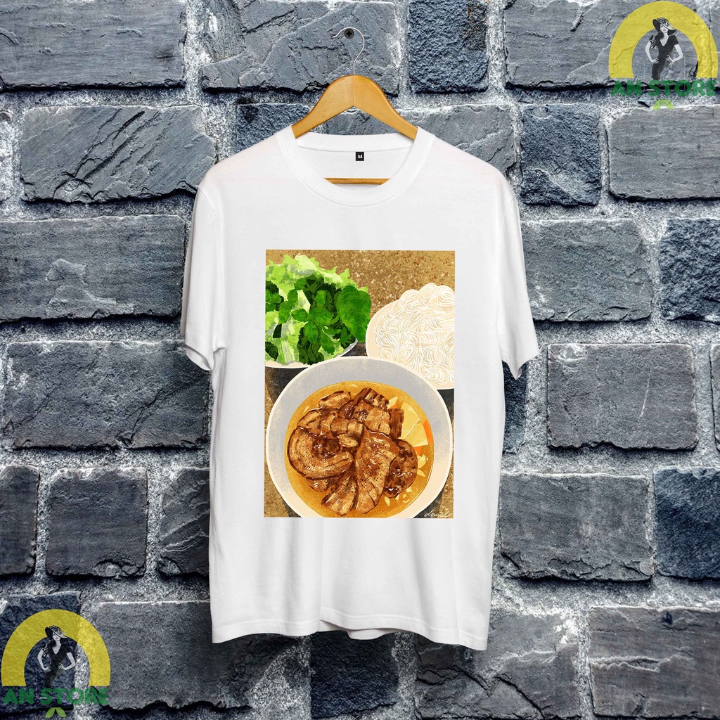 Áo Ẩm thực Việt Nam - Bún chả Hà Nội nữ giá rẻ trẻ trung cổ tròn phong cách mềm mại VN71VN211