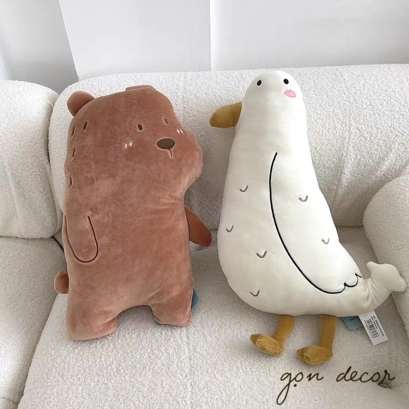 Gấu bông hình gấu nâu và vịt mỏ vàng cực mềm mại, trang trí phòng cho bé yêu - Gọn Decor