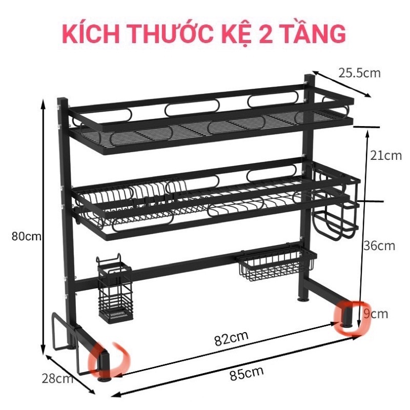Kệ Để Chén Bát Đa Năng Thông Minh - Giá Để Đồ Chén Đĩa Trên Bồn Rửa Bát Thép Carbon Sơn Đen Cao Cấp RS89