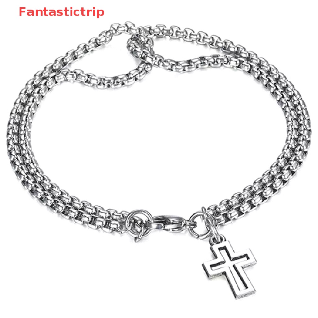 [Fantastictrip] Vòng Tay Dây Xích Đôi Bằng Thép Không Gỉ Có Khóa Càng Cua Thời Trang Punk Hip Hop Đi Tiệc Dành Cho Nam