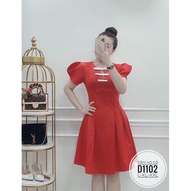 BIGSIZE  Đầm đỏ nơ D1102
