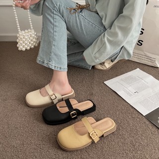 Giày sục Loafer mũi vuông hở gót đế thấp quai ngang Eudora899 EG023