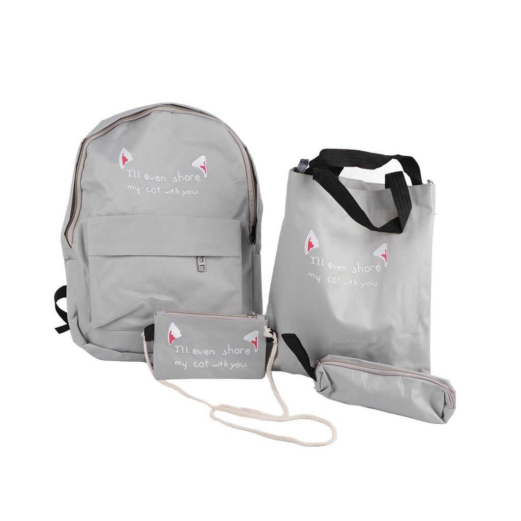 Có thể bán buôn Set 4 Balo Túi Xách Ví Canvas Họa Tiết Dễ Thương Cho Nữ Ilikebag Hàng giao ngay