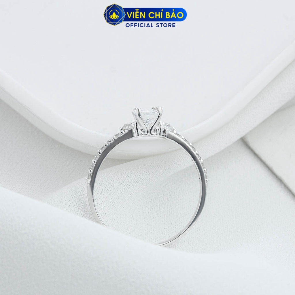 Nhẫn bạc nữ đính đá cao viền đá trắng chất liệu bạc 925 thời trang phụ kiện trang sức nữ Viễn Chí Bảo N400465