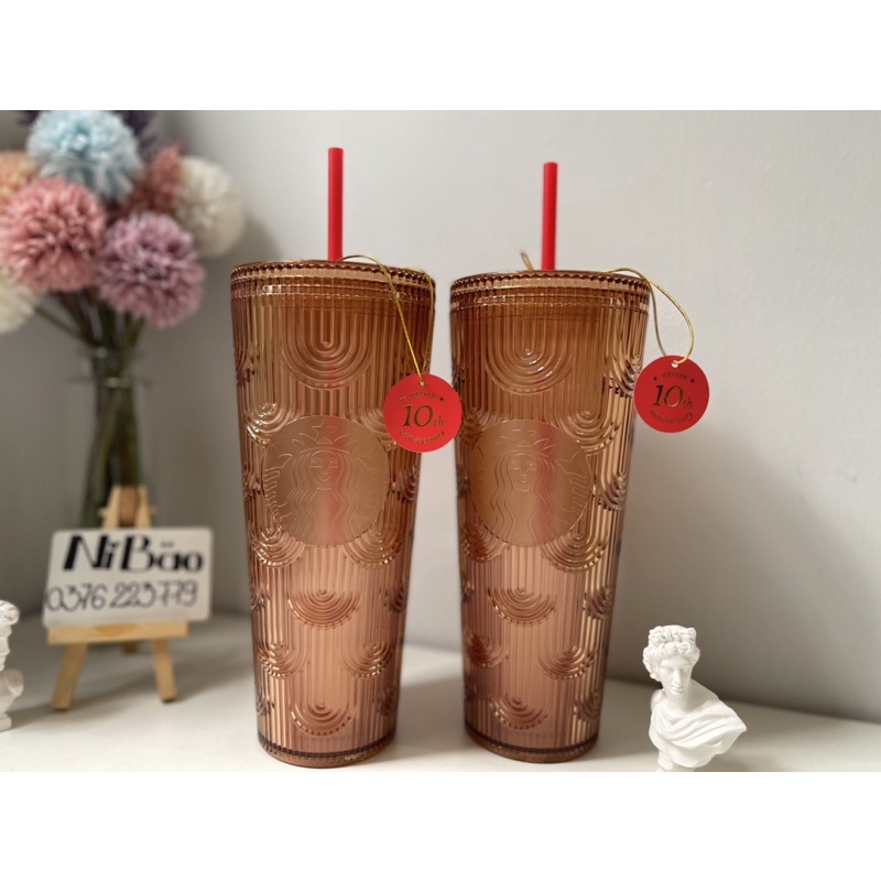 Ly Cold Cup Vỏ Sò Soren Gold Starbucks VietNam 2023