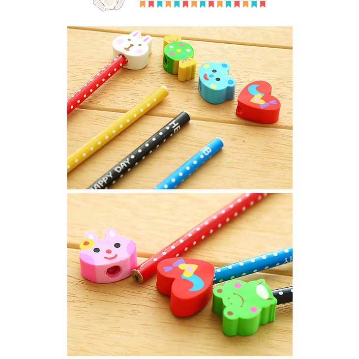 Bút Chì Gỗ Đầu Tẩy Hình Thú Trái Cây Ngộ Nghĩnh, Dễ Thương, Độc Đáo