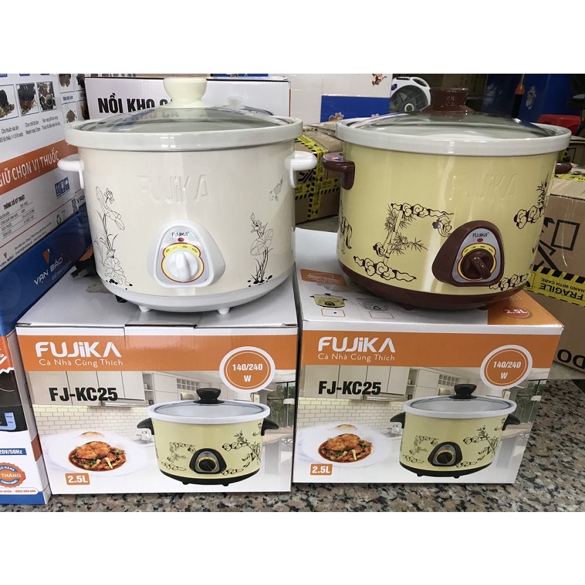 Nồi hầm cháo chậm FUJIKA cho bé 1.5 lít, hầm đa năng, kho thịt cá, lõi sứ cao cấp  -TONGKHOBAOCHAU