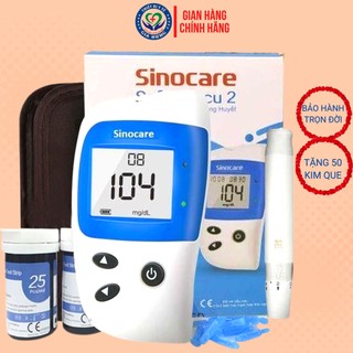 Máy Đo Đường Huyết Safe Accu 2 Chính Hãng Sinocare Tặng Kèm 50 Que Và 50 Kim