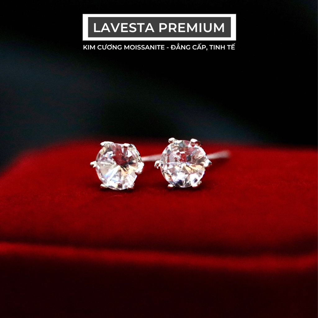 Bông tai kim cương nhân tạo Moissanite nụ 6 ly kiểm định GRA LAVESTA KC19 sang chảnh, hiện đại