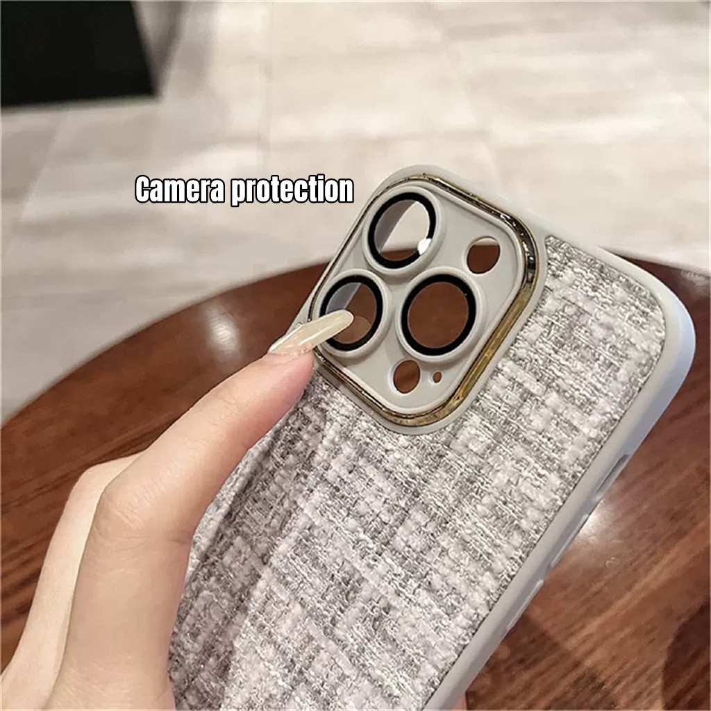Ốp Điện Thoại iPhone 14 Pro Max Plus 13 11 12 Pro Max case 14 Plus pro max bảo vệ camera ốp lưng iphone 14 pm  Vải Viền Kim Loại Sang Trọng Chống Sốc Bảo Vệ camera Cho