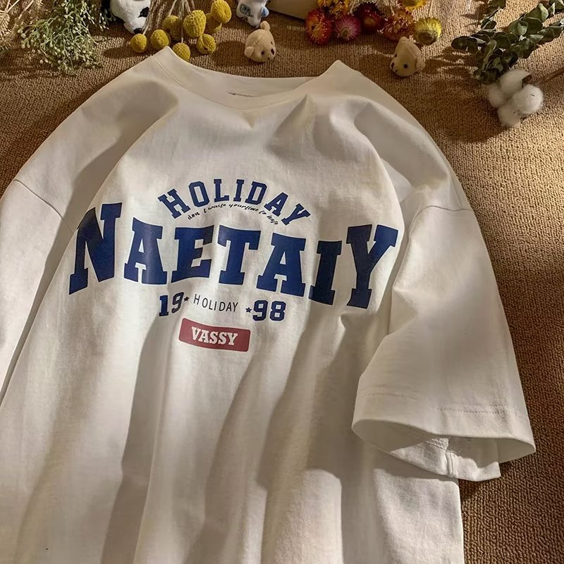 Áo Thun Nam Ngắn Tay Dáng Rộng Phong Cách Retro