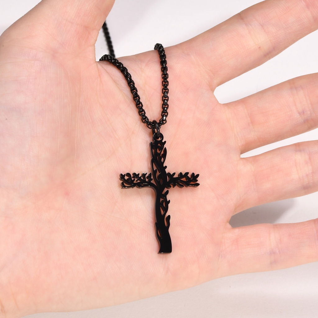 Dây Chuyền Cầu Nguyện Mặt Thánh Giá Bằng Thép Không Gỉ Cắt Cây Thập Giá Nhẹ Cực Vnox Cho Nam