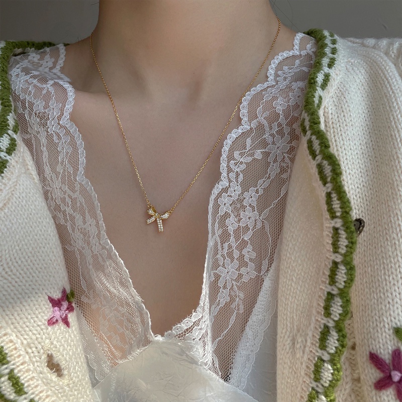 Vòng Cổ Dây Xích Mặt Nơ Đơn Giản Hàng Mới Dành Cho Bạn Nữ