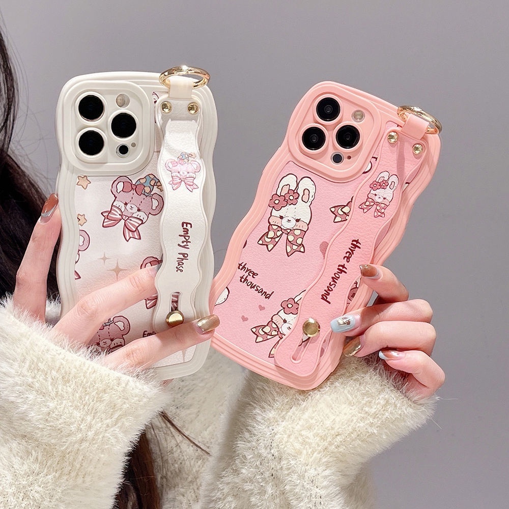 Ốp Điện Thoại Da Họa Tiết Thỏ Và Gấu Cho IPhone 12 13 14 11 Pro Max X Xs Max Xr Dfcv