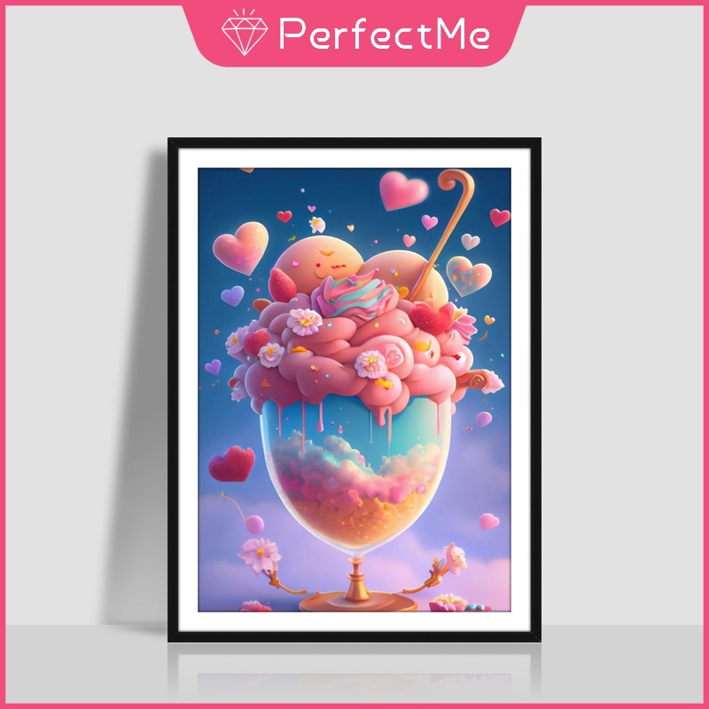 Bộ Tranh Đính Đá 5D Tự Làm 30x40cm Hình Cây Kem Trang Trí Nhà Cửa