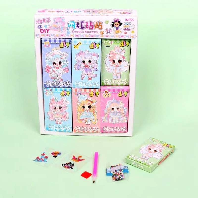 Khay 30 hộp tranh đính đá mini (mỗi hộp 2 tranh kèm phụ kiện)