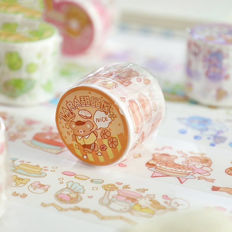 1 Cuộn Băng Dính Washi Hình Ngôi Làng Đồ Tráng Miệng Dùng Trang Trí Sổ Tay DIY
