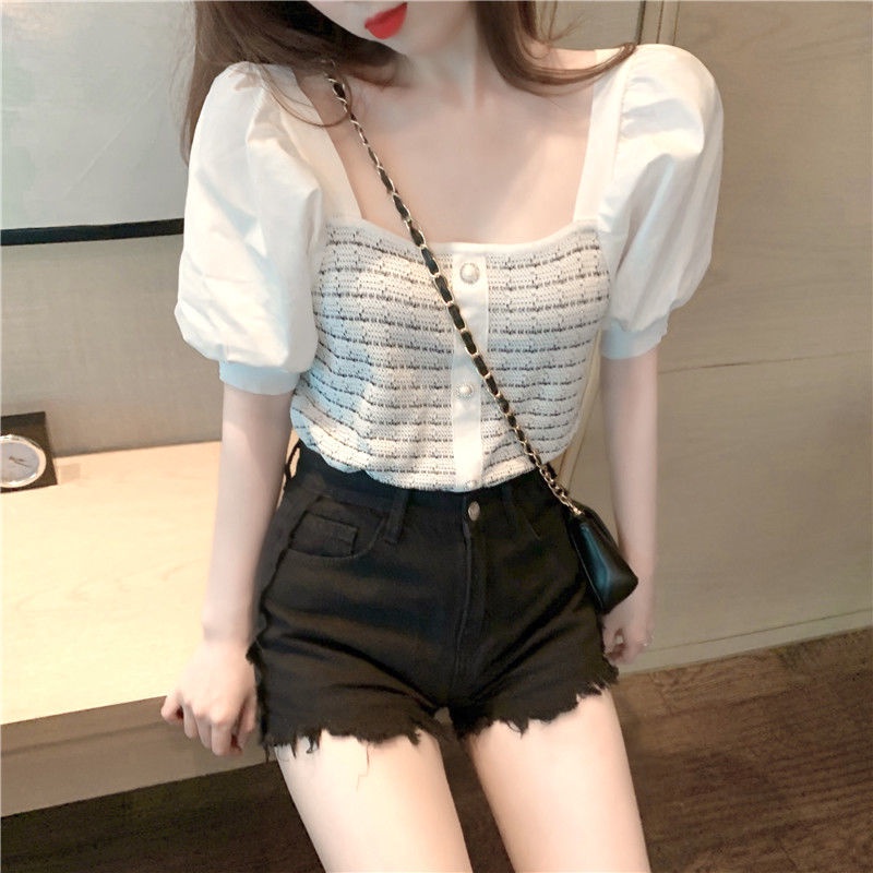 Áo Thun Tay Ngắn Cổ Vuông Dáng Ôm Thời Trang Mùa Hè Cho Nữ