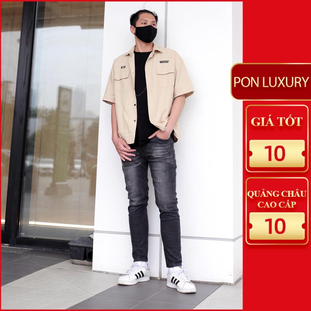 Quần jean xước rách mài màu đen co giãn tốt slimfit skinny VNXK Pon.mens hà nội hcm freeship