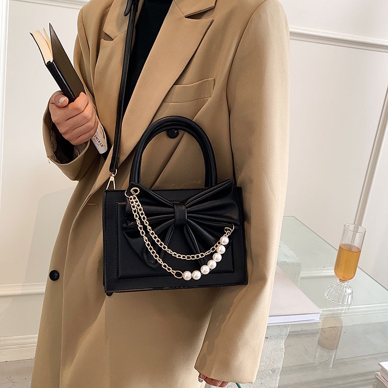 Túi Xách JASMIN NOIR Da PU Hình Hộp Phối Dây Xích Thời Trang Dành Cho Nữ