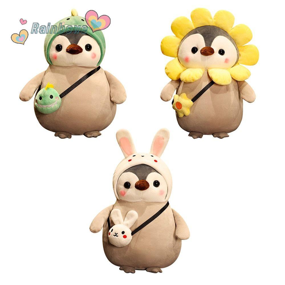 Thú Nhồi Bông Hình Chim Cánh Cụt Màu Cầu Vồng Mềm Mại