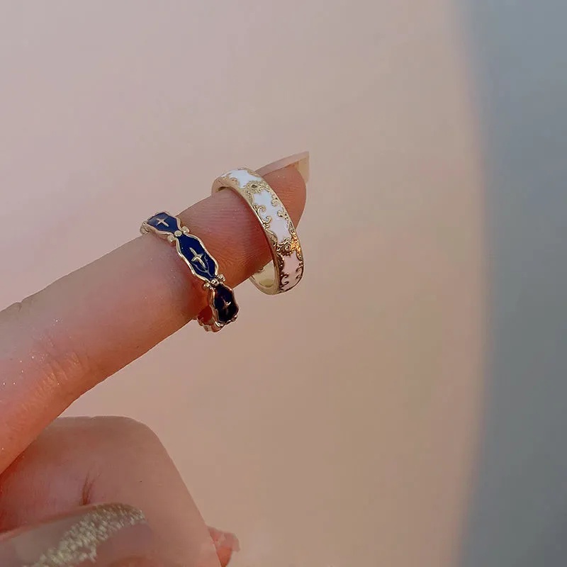 Nhẫn Đeo Tay Dạng Mở Thiết Kế Đơn Giản Màu Xanh Dương Sang Trọng Thời Trang Cho Nam Và Nữ