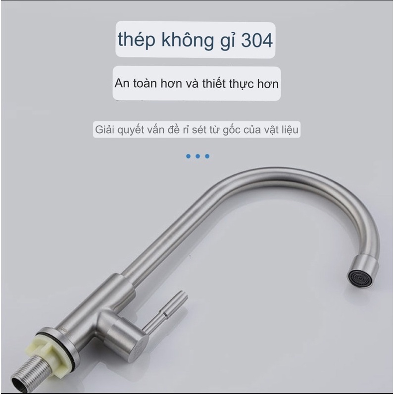 Vòi rửa chén bát lạnh inox 304 xoay 360 độ